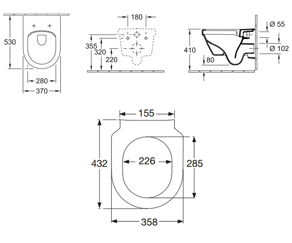 Унитаз с сиденьем  ARCHITECTURA 5684R0T1+9M70S101:Чертеж 