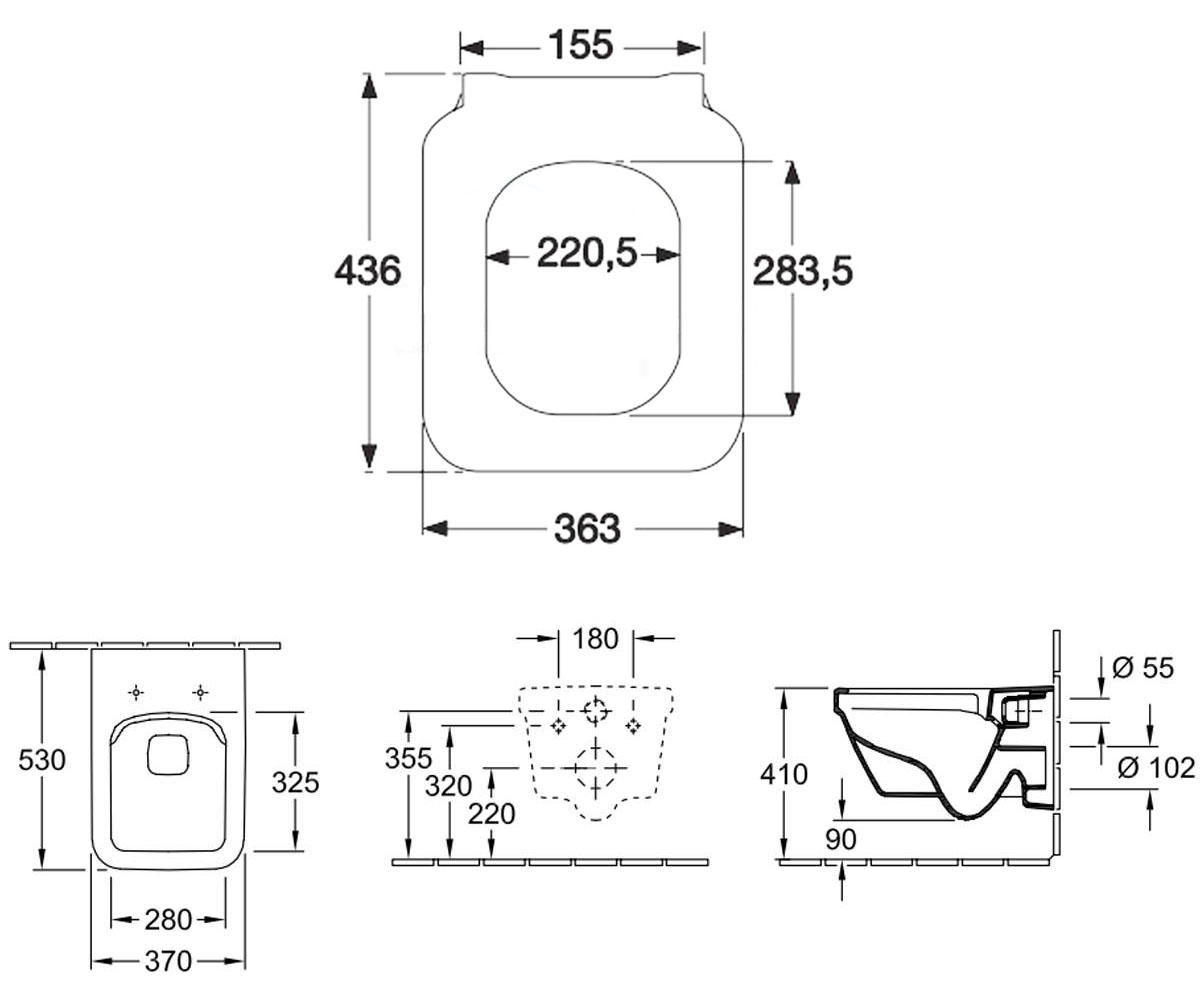 Унитаз с сиденьем  ARCHITECTURA 5685R001+9M81S101:Чертеж 