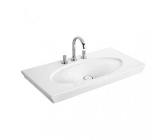 LA BELLE стаканчик меблевий 3-отворний 100*49см, без переливу, білий Alpin CeramicPlus LA BELLE 6124AUR1