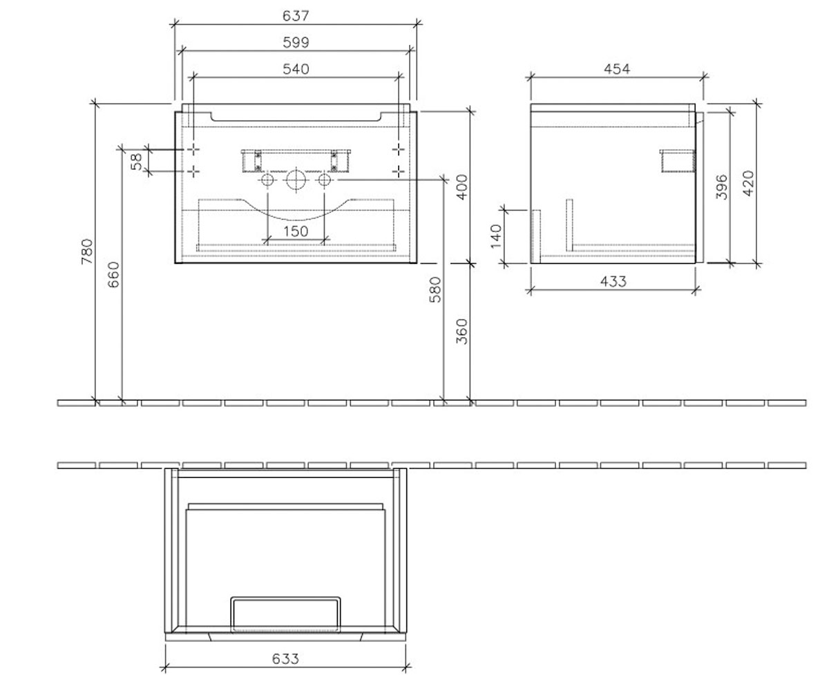 Тумба для раковины  SUBWAY 2.0 A68810DH:Чертеж 