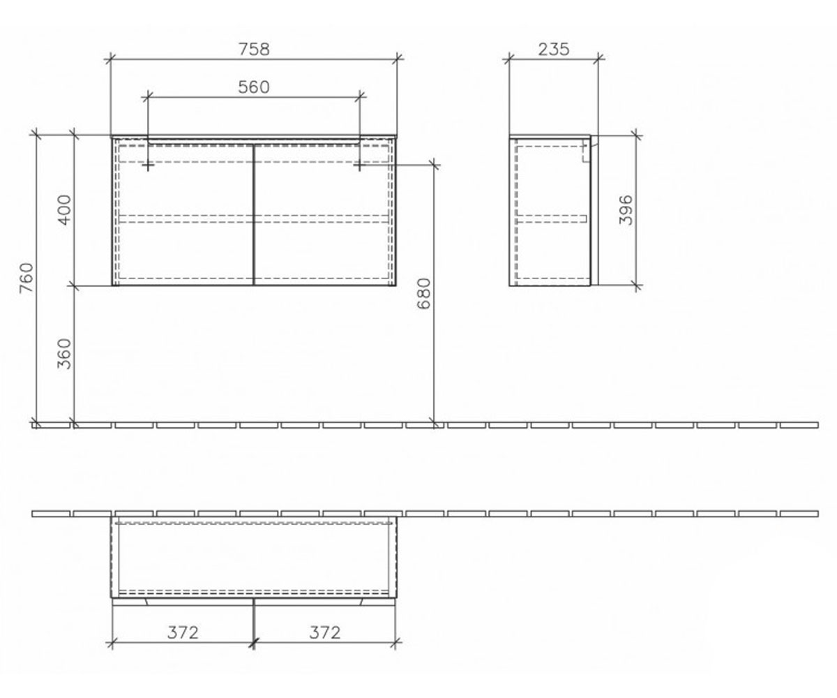 Тумба подвесная  SUBWAY 2.0 A7040RFQ:Чертеж 