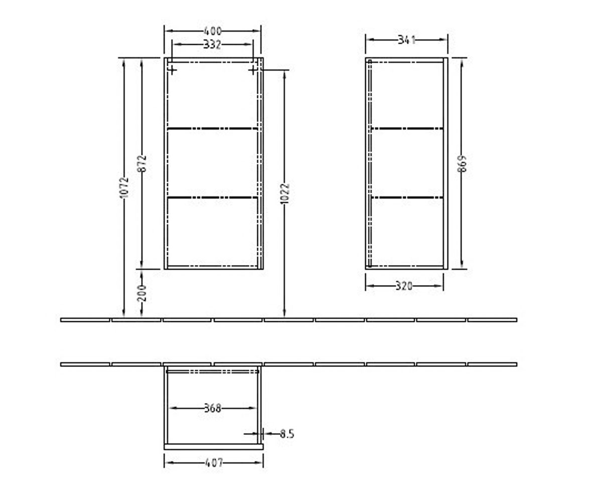 Пенал подвесной  FRAME TO FRAME A80501NP:Чертеж 