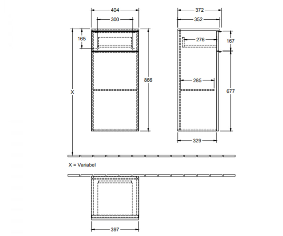 Пенал подвесной  VENTICELLO A95012E1:Чертеж 