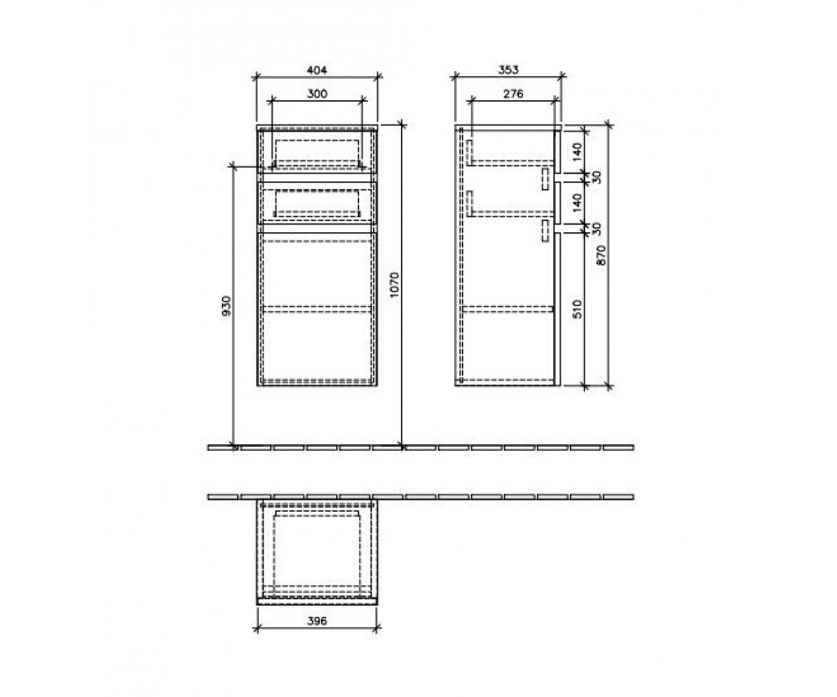 Пенал в ванную  LEGATO B21101DH:Чертеж 