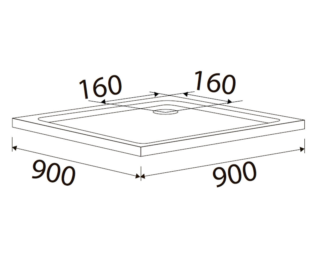 Поддон квадратный 90х90 см  BENITA 10-22-905tray:Чертеж 