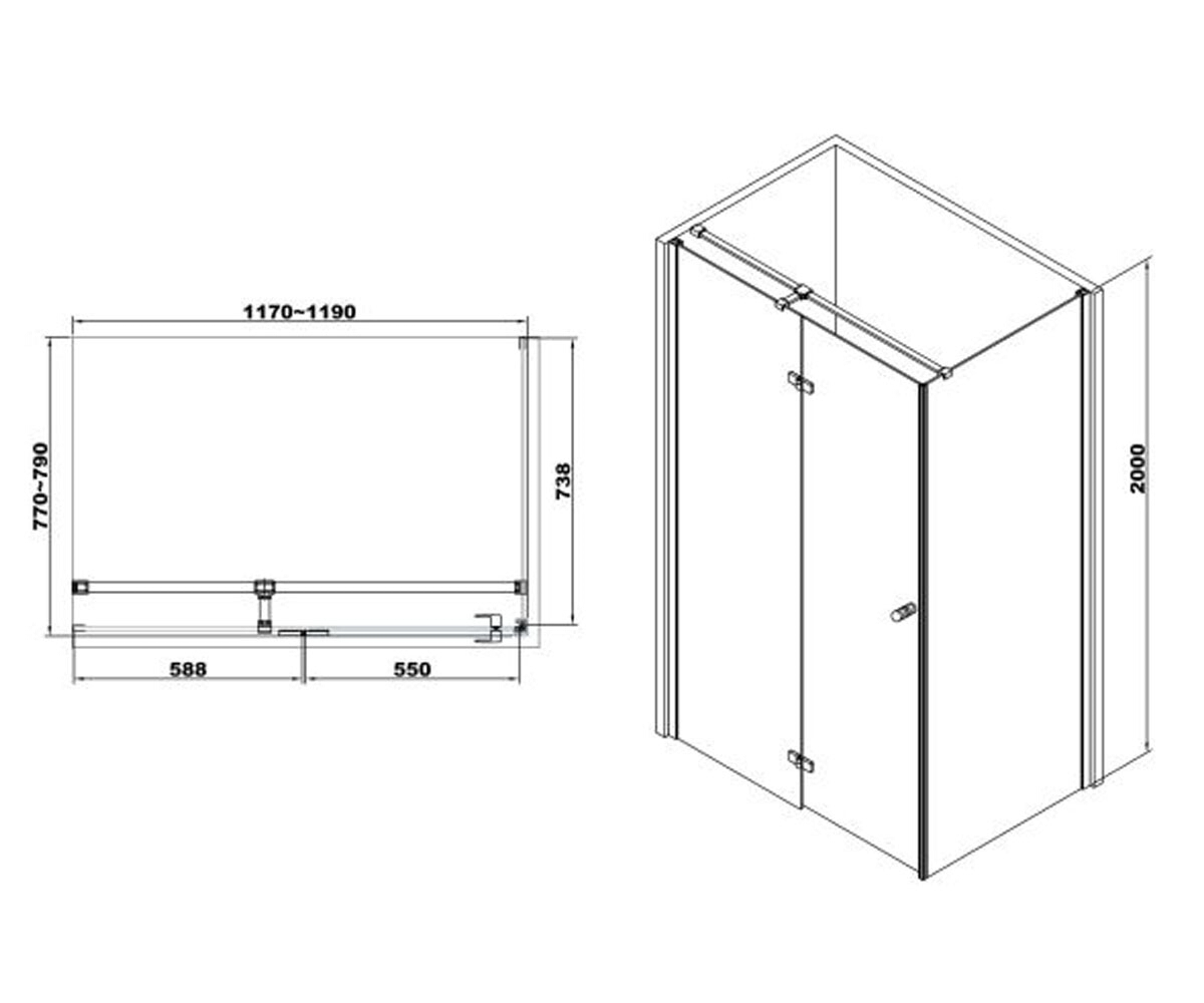 Прямоугольная кабина 120х80 см  LIBRA 10-22-908GLASS:Чертеж 