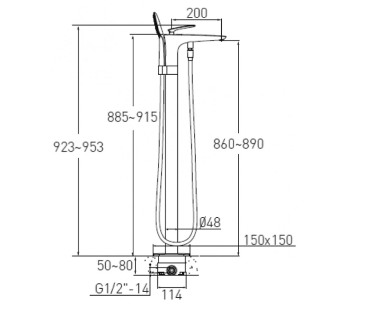 Смеситель напольный  12-33-101:Чертеж 