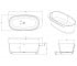 Ванна каменная с полочкой 163х75 см  SOLID SURFACE 12-40-054:Чертеж 