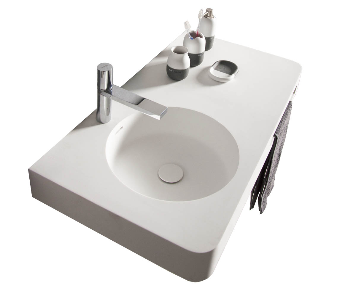 Раковина з тримачем для рушників 75 см VOLLE SOLID SURFACE 13-40-742 13-40-742