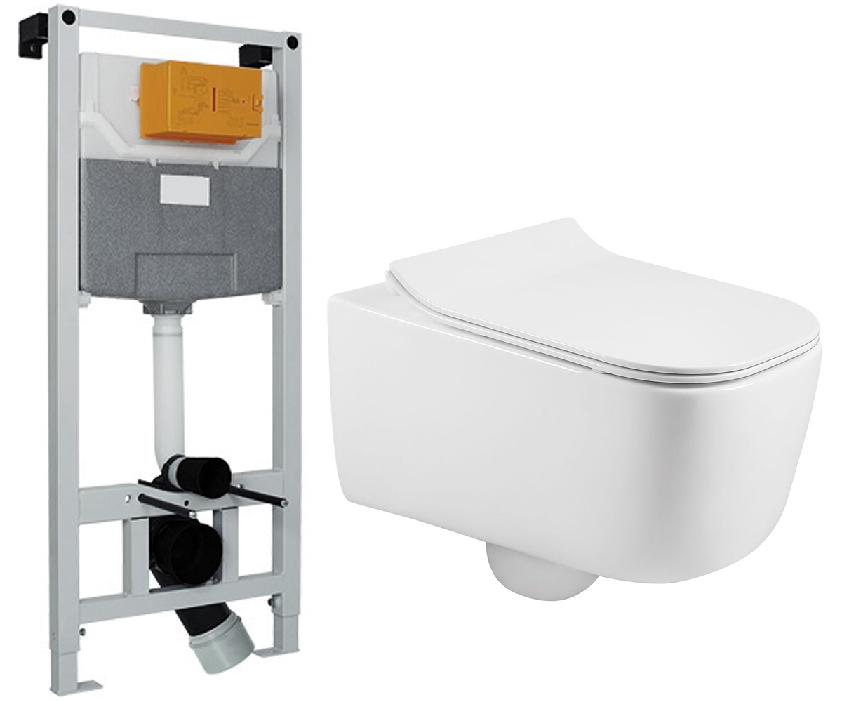 Унітаз з інсталяцією 3 в 1 HIPPO RECTANGULAR 13-44-202 +201010 VOLLE HIPPO RIMLESS 13-44-202+201010 13-44-202+201010