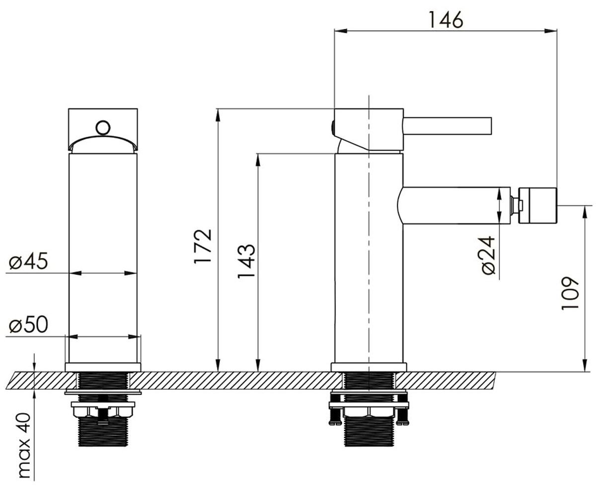 Однорычажный смеситель для биде  CRUZE 1547.020115:Чертеж 