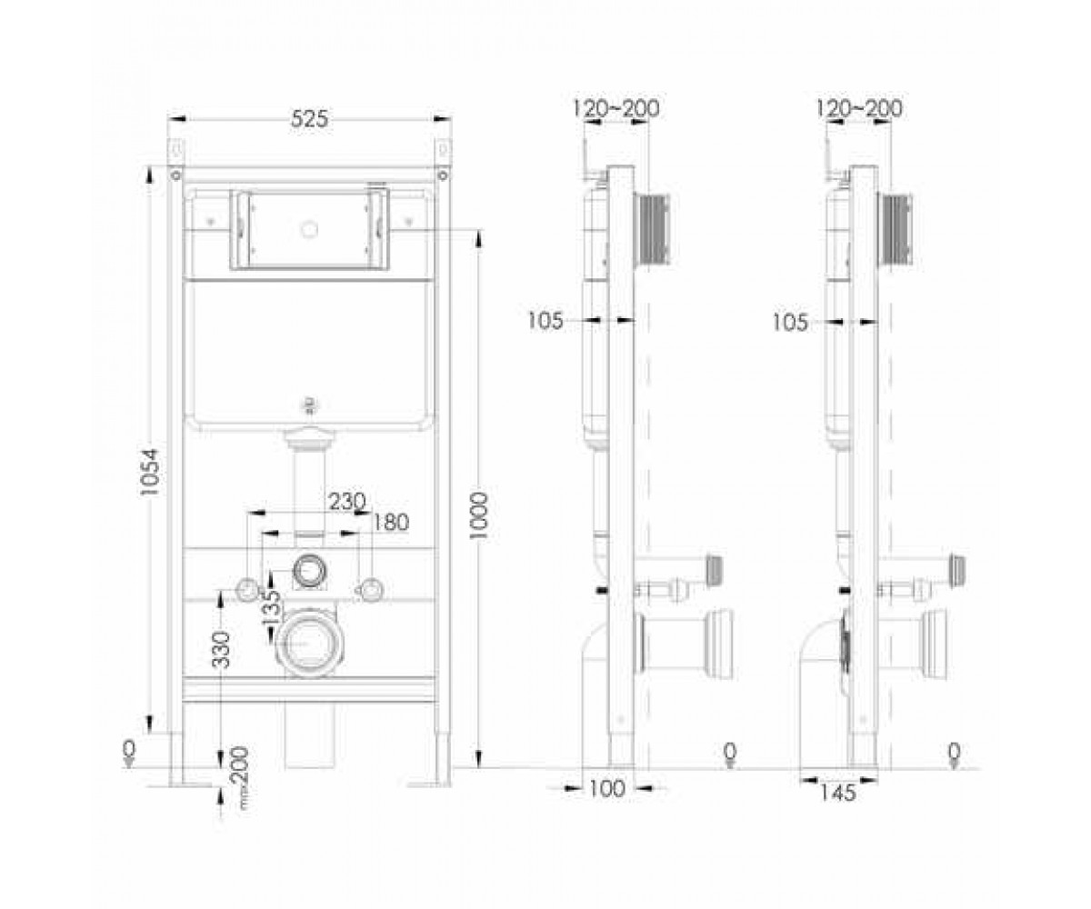 Инсталляция для унитаза с клавишей  MASTER EVO SENSOR 2220.010301:Чертеж 