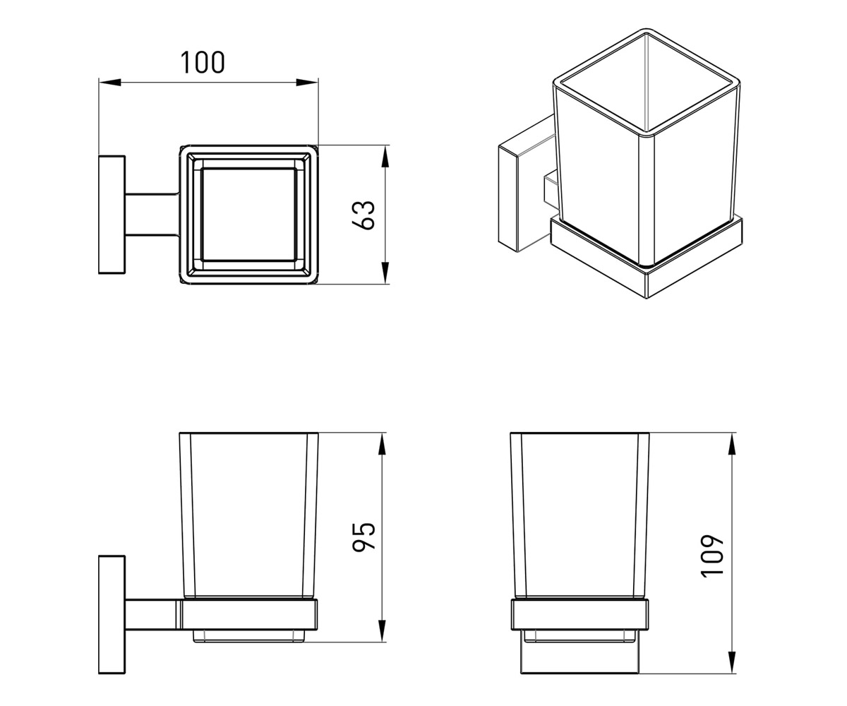 Стакан одинарный  CUADRO 2536.220104:Чертеж 