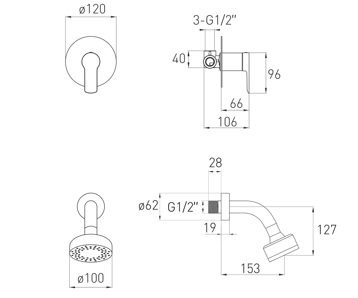 Набор смесителей 2 в 1  LIBRA SET20220107:Чертеж 