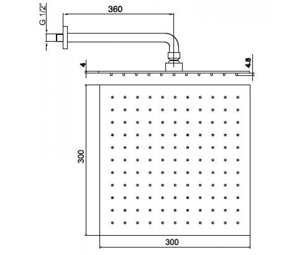 Верхний душ  COMFORT AC0702.015:Чертеж 