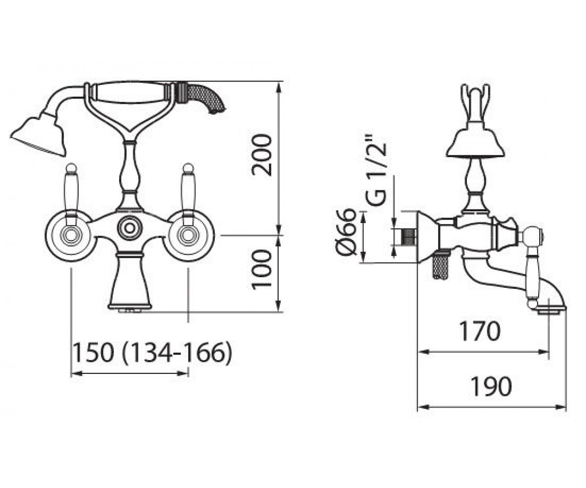 Смеситель для ванны  DORIAN DO720201.015:Чертеж 