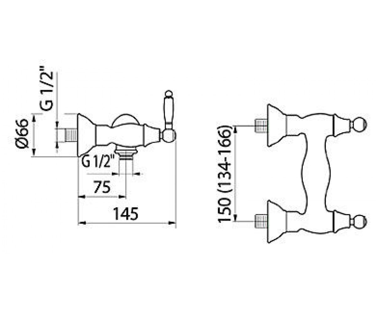 Смеситель для душа  DORIAN DO760102.015:Чертеж 