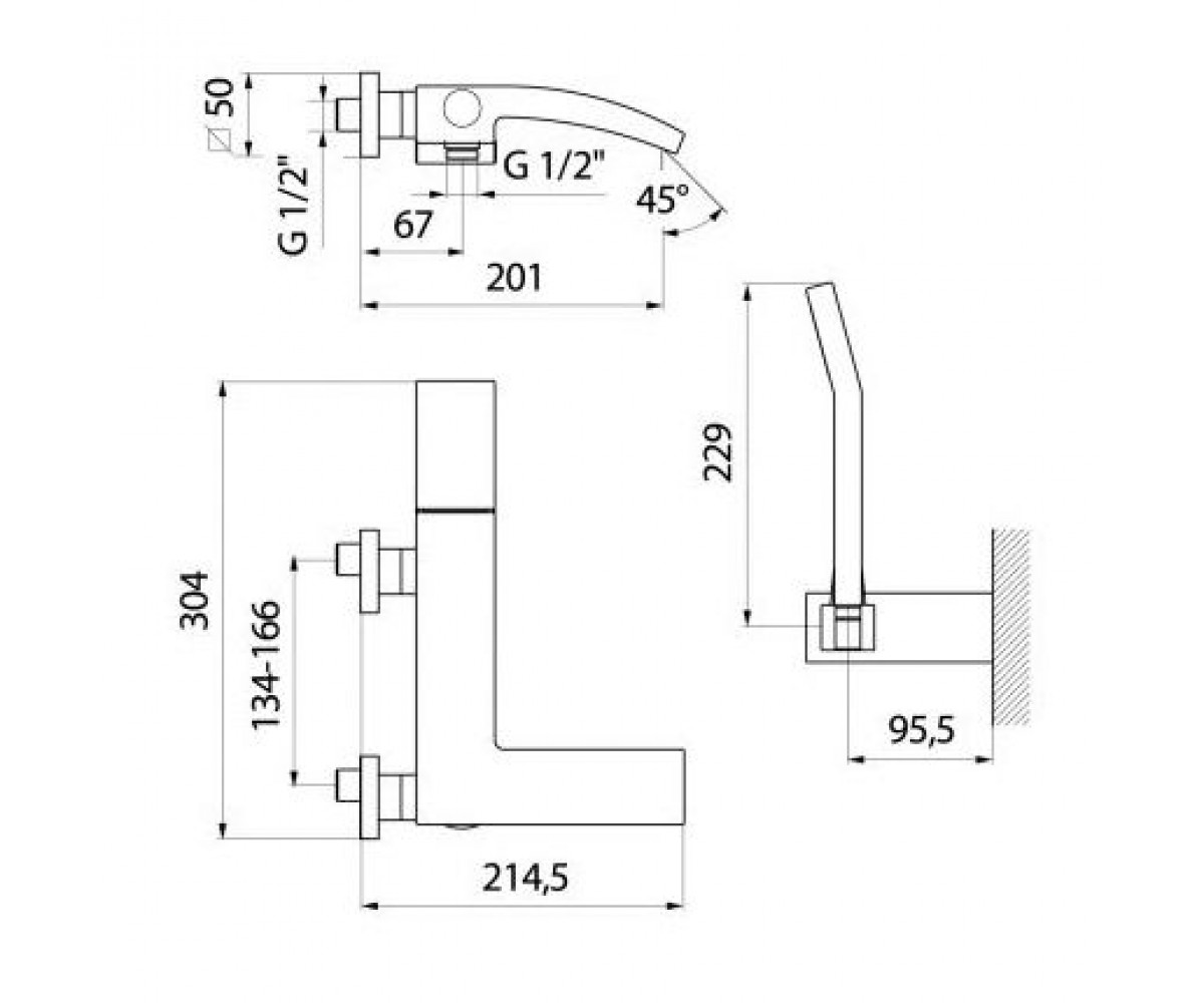 Смеситель для ванны  FLAUTO FT850101.563:Чертеж 