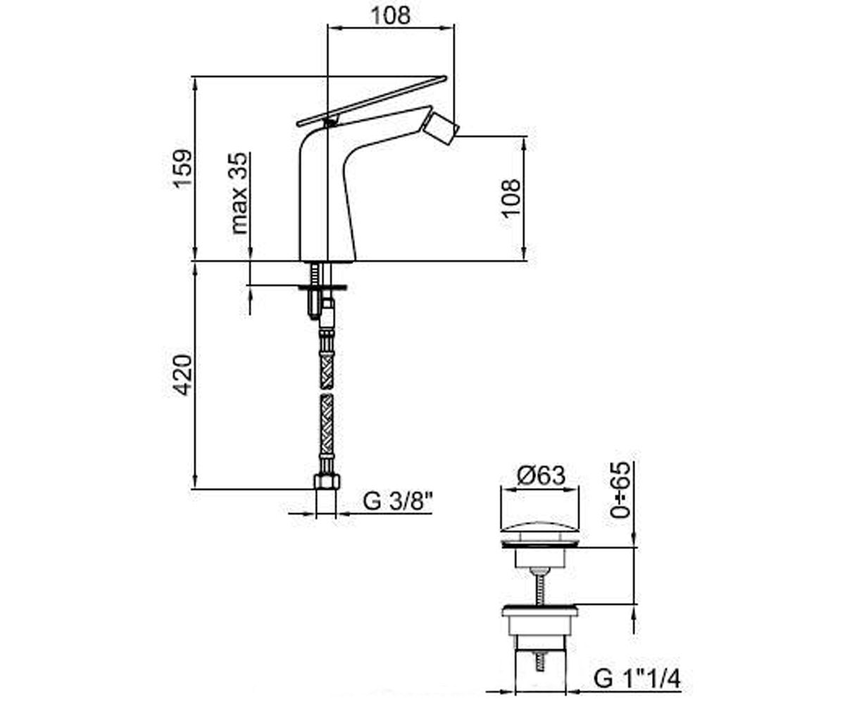 Смеситель для биде  LOTHO LT840101.563:Чертеж 