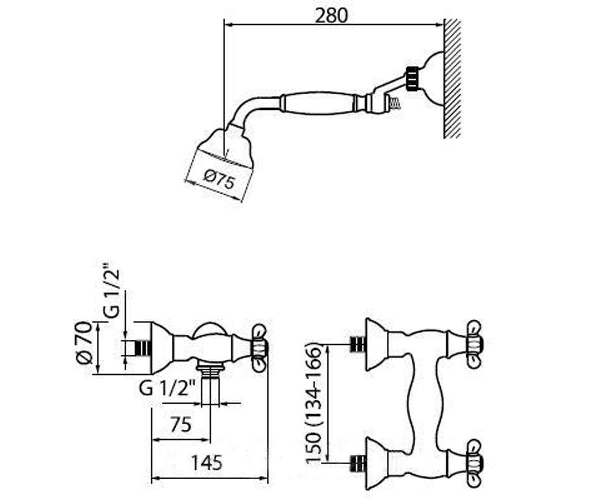 Смеситель для душа  OTTOCENTO OT760101.015:Чертеж 