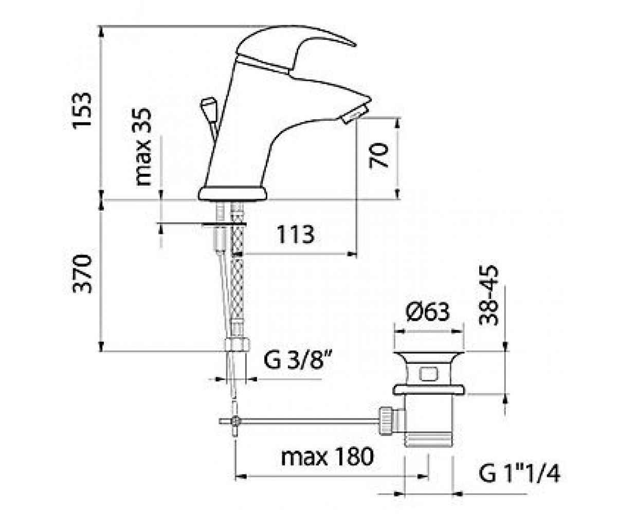 Смеситель для умывальника  SAX SX830101.015:Чертеж 