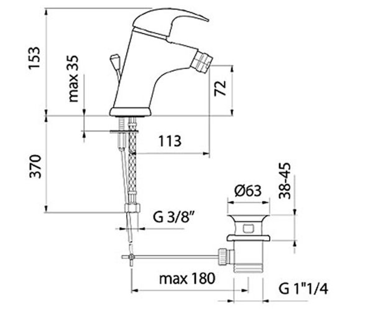 Смеситель для биде  SAX SX840101.015:Чертеж 