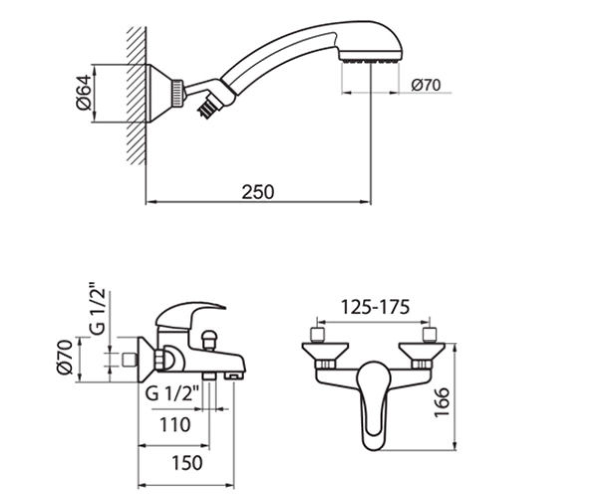 Смеситель для ванны  SAX SX850101.015:Чертеж 