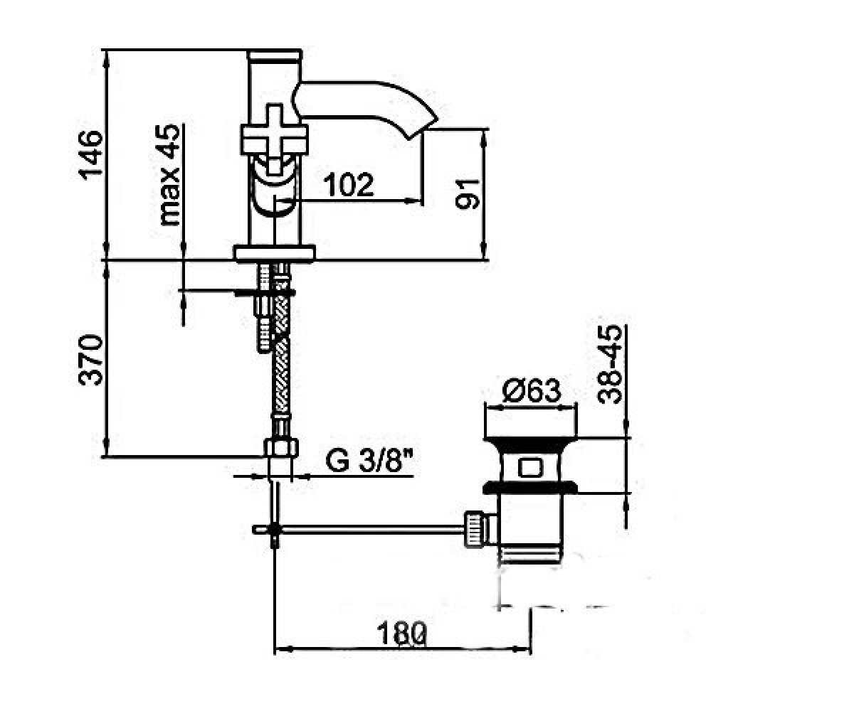Смеситель для раковины  TREFLE TR700101.015:Чертеж 