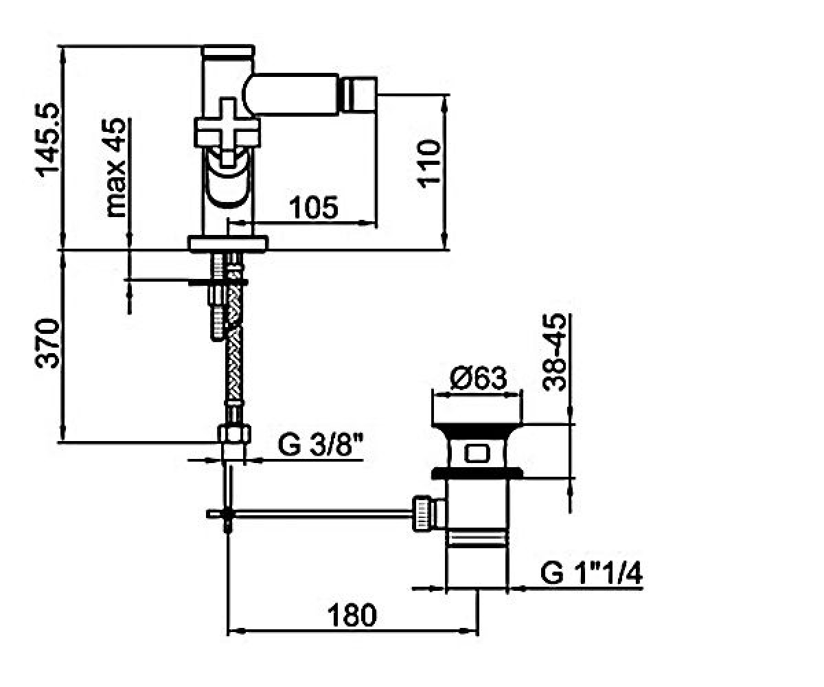 Смеситель для биде  TREFLE TR710101.015:Чертеж 