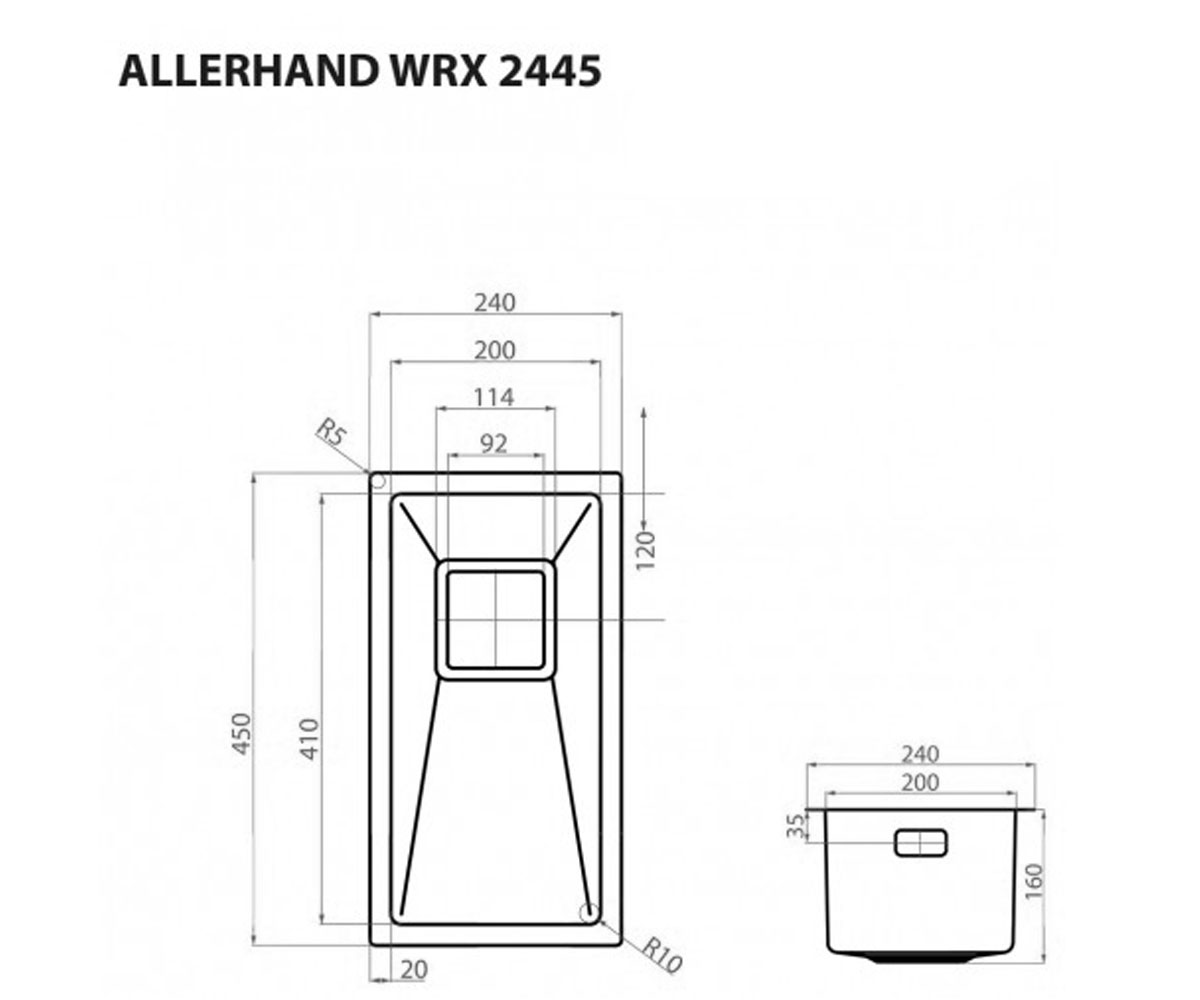 Мойка врезная  ALLERHAND WRX 2445:Чертеж 