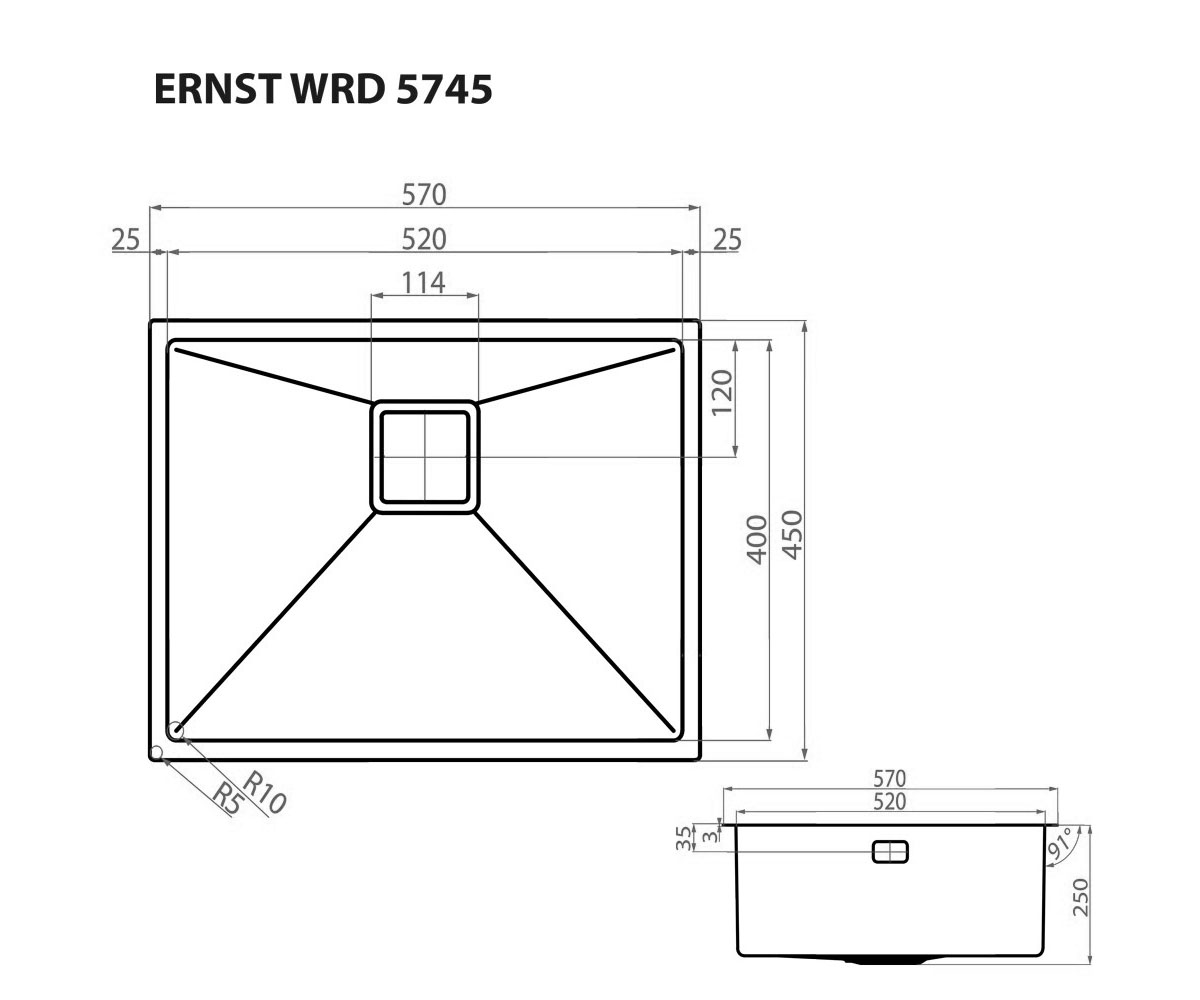 Мойка врезная  ERNST WRD 5745:Чертеж 