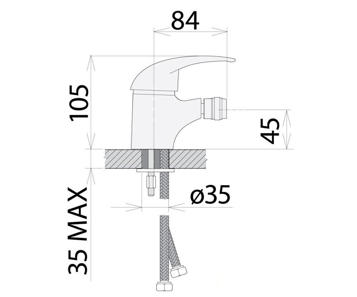 Смеситель для биде  ABBY UV46362D:Чертеж 