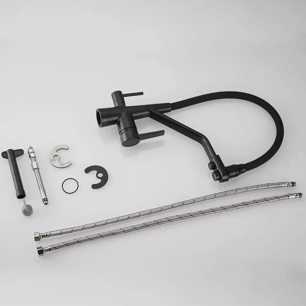 Кухонный смеситель на две воды  INX4A-08-BLACK:Фото 4