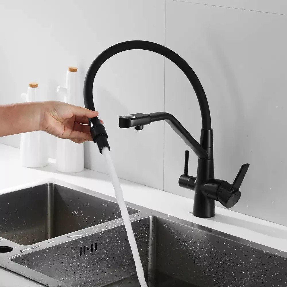 Кухонный смеситель на две воды  INX4A-08-BLACK:Фото 6