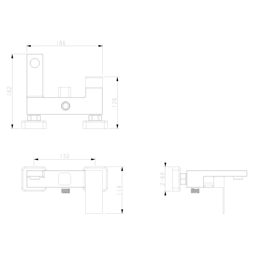 Смеситель с коротким изливом  PRO3B-02:Чертеж 