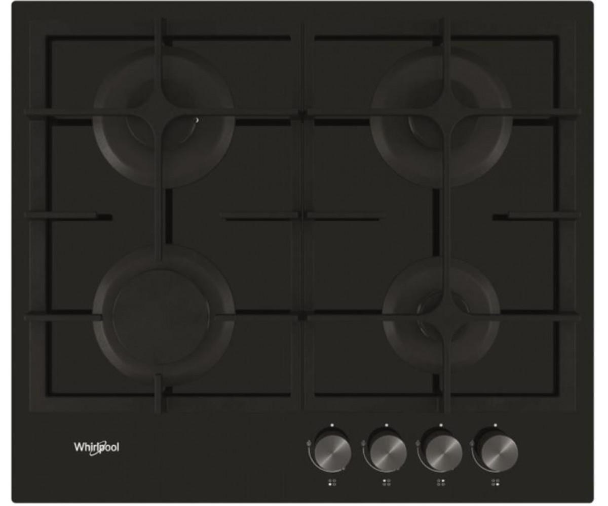 Варильна поверхня Whirlpool газова на склі, 60см, чавун, турбо-конфорка, чорний WHIRLPOOL  GOS6415NB1 GOS6415NB1