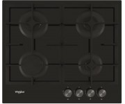 Варильна поверхня Whirlpool газова на склі, 60см, чавун, турбо-конфорка, чорний WHIRLPOOL  GOS6415NB1
