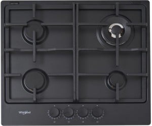 Варильна поверхня Whirlpool газова, 60см, чавун, конфорка з подвійним рядом полум`я, чорний  WHIRLPOOL TGML661NB