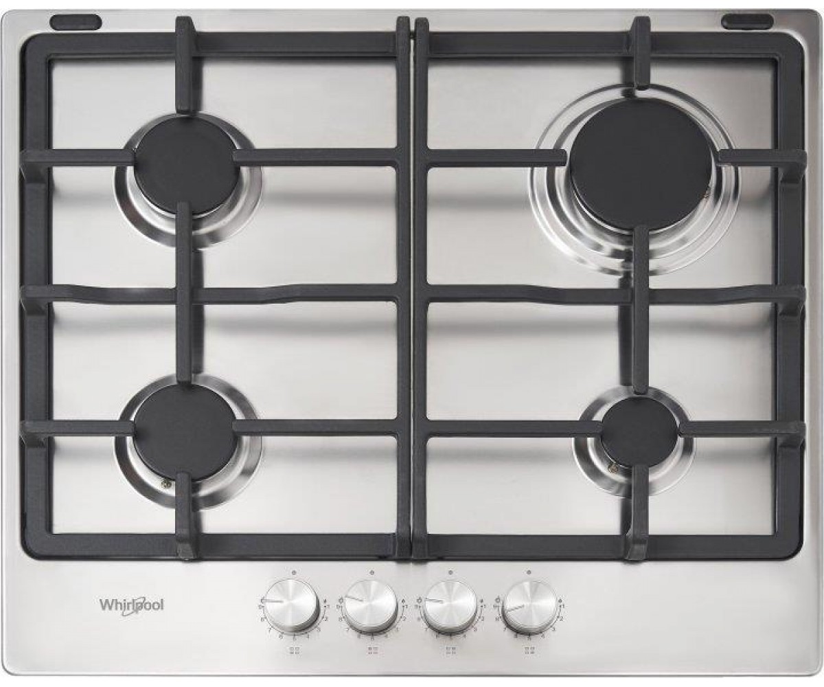 Варильна поверхня Whirlpool газова, 60см, чавун, турбо-конфорка, нерж WHIRLPOOL  TKRL660IX TKRL660IX