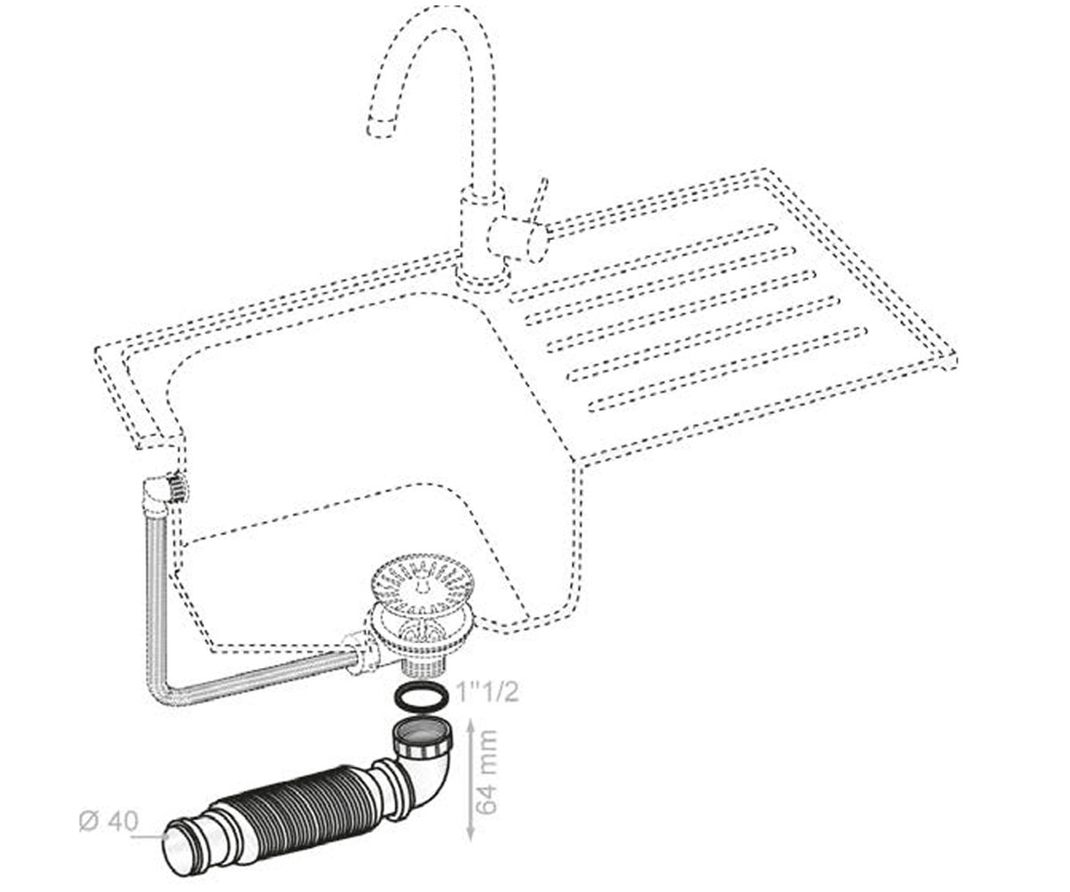 Сифон для мойки  SENZO 9542530:Чертеж 