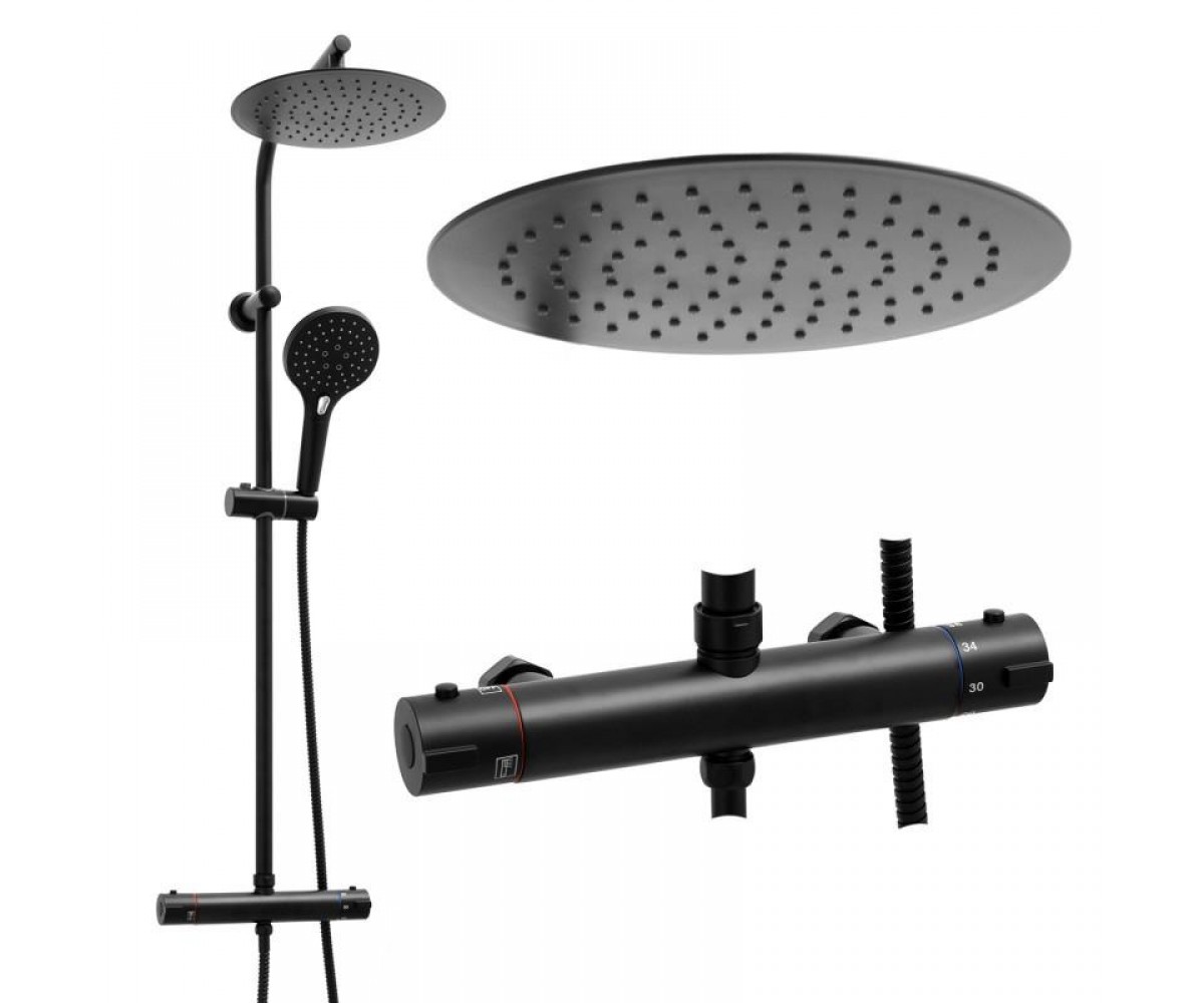 Душевой гарнитур Yoka BERGEN 25 BLACK черный с термостатом YOKA  BP.BERGEN-THERM-25-BLK BP.BERGEN-THERM-25-BLK