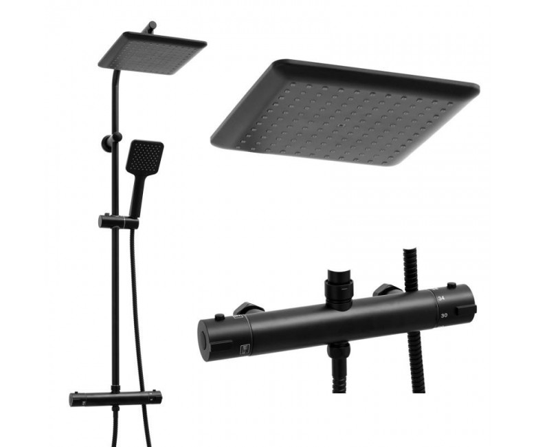 Душевой гарнитур Yoka BODO 23 BLACK черный с термостатом YOKA  BP.BODO-THERM-23-BLK BP.BODO-THERM-23-BLK
