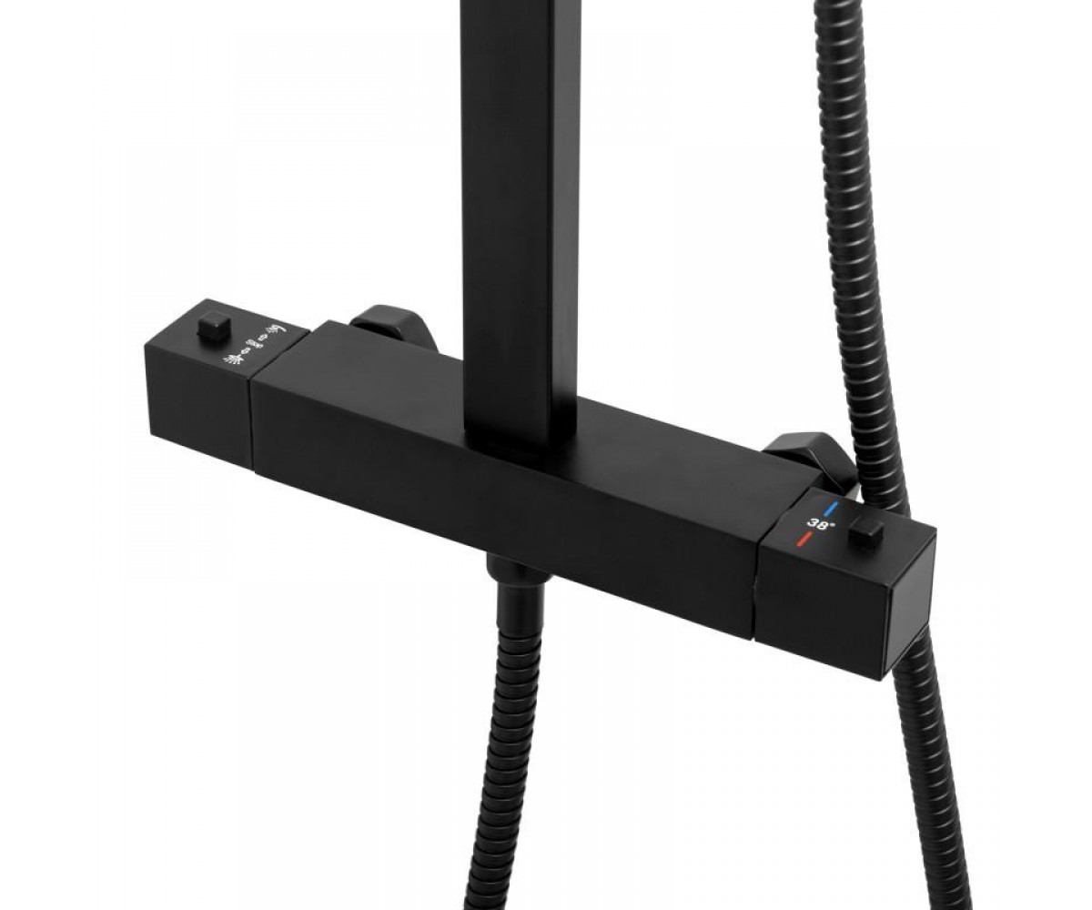 Душевой гарнитур Yoka CUBE 25 BLACK черный с термостатом  BP.CUBE-THERM-25-BLK:Фото 3