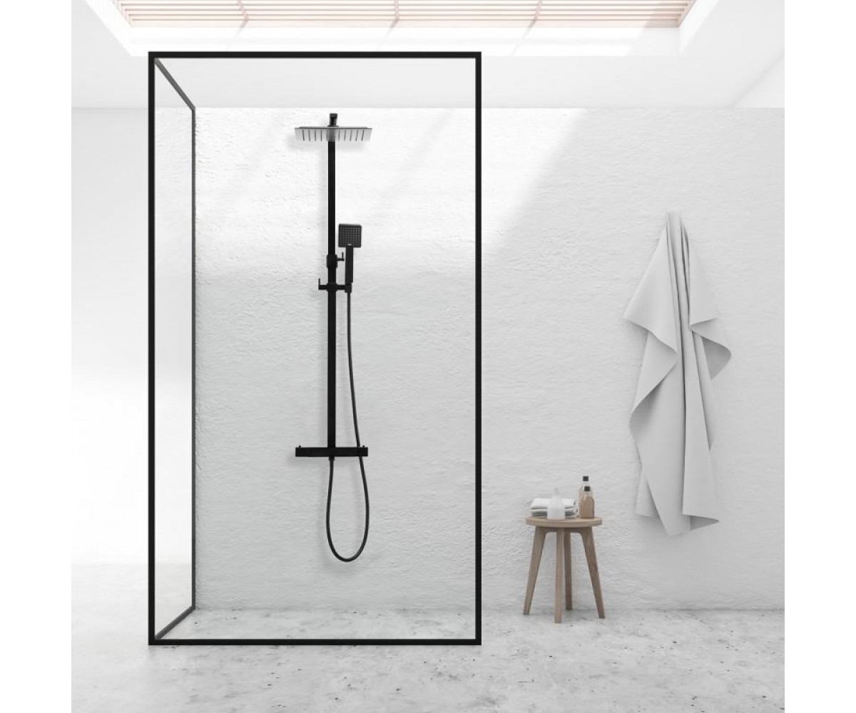 Душевой гарнитур Yoka CUBE 25 BLACK черный с термостатом  BP.CUBE-THERM-25-BLK:Фото 6