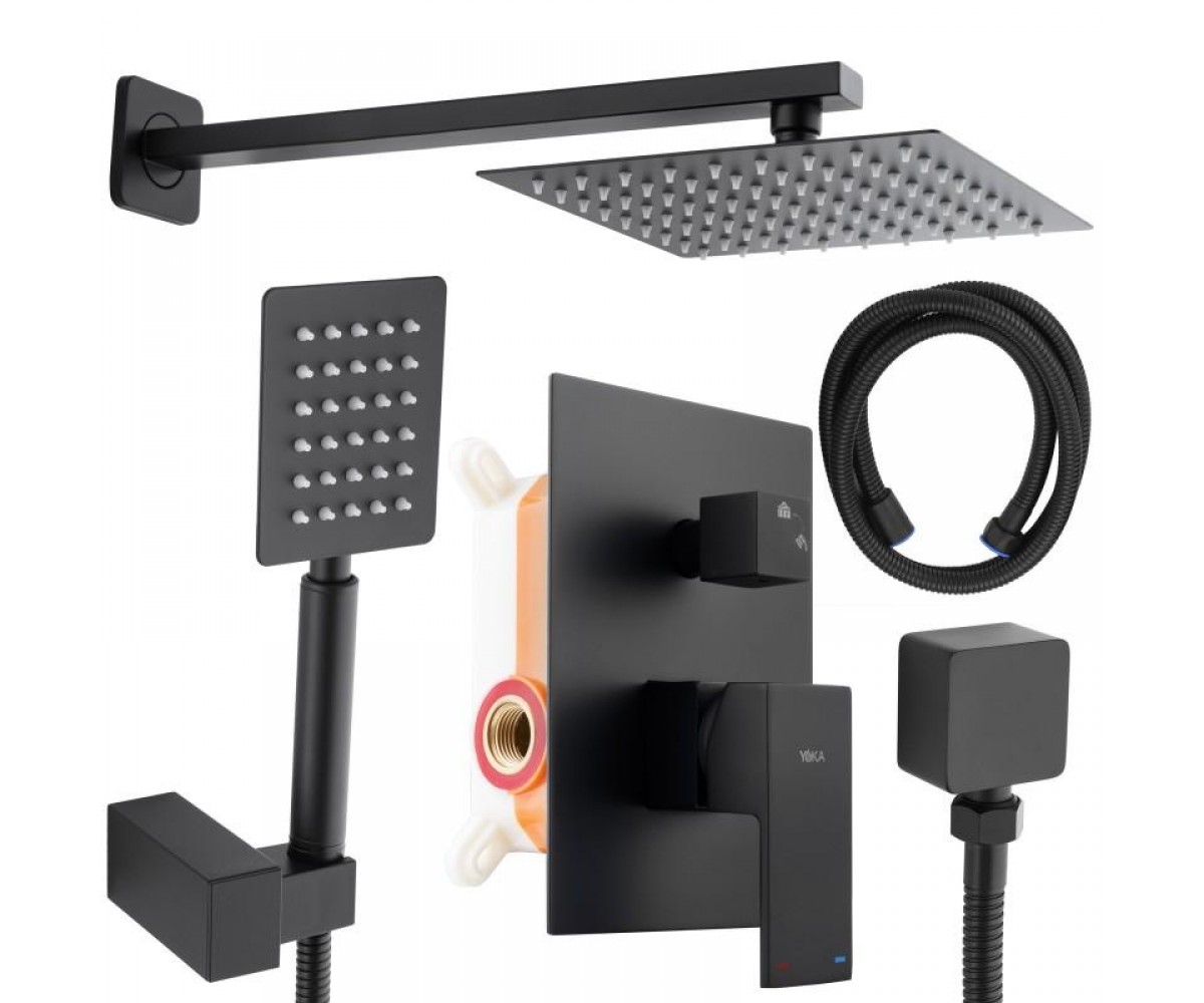 Душевой гарнитур скрытого монтажа Yoka DUAL BLACK + BOX черный YOKA  BP.DUAL-BLK BP.DUAL-BLK