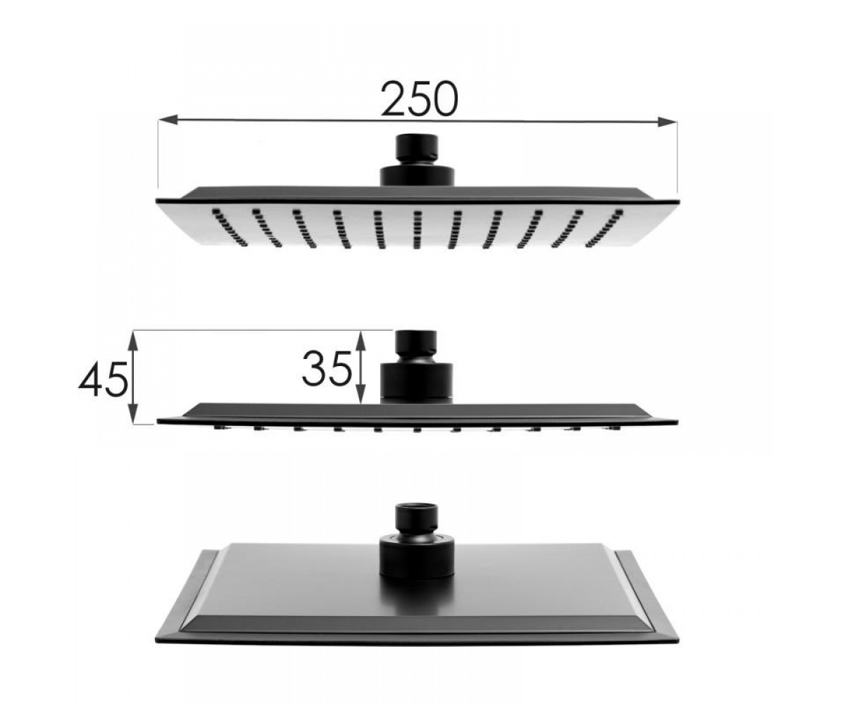 Душевой гарнитур Yoka FLOVA 25 BLACK черный с термостатом  BP.FLOVA THERM 25 BLK:Чертеж 