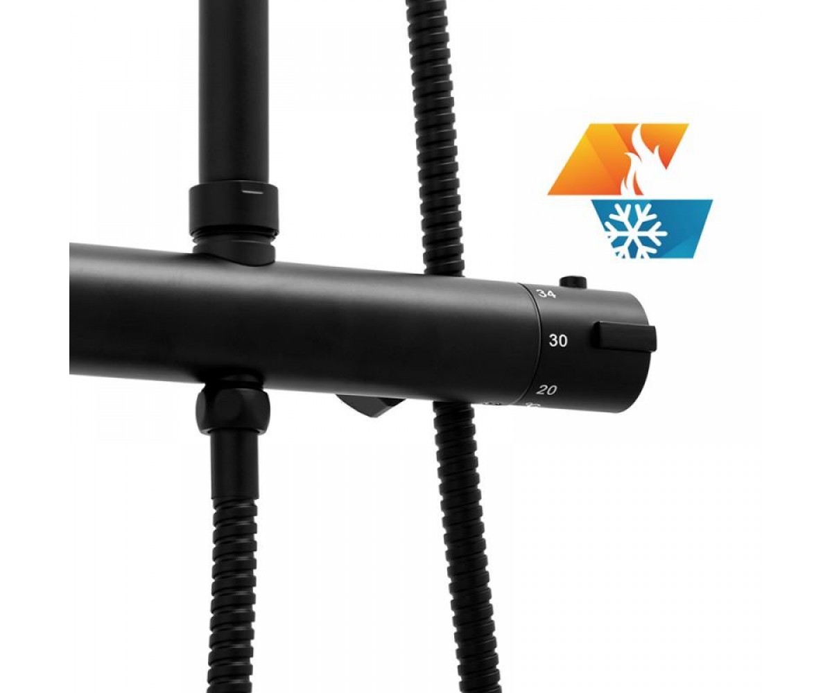 Душевой гарнитур Yoka FLOVA 25 BLACK черный с термостатом  BP.FLOVA THERM 25 BLK:Фото 4