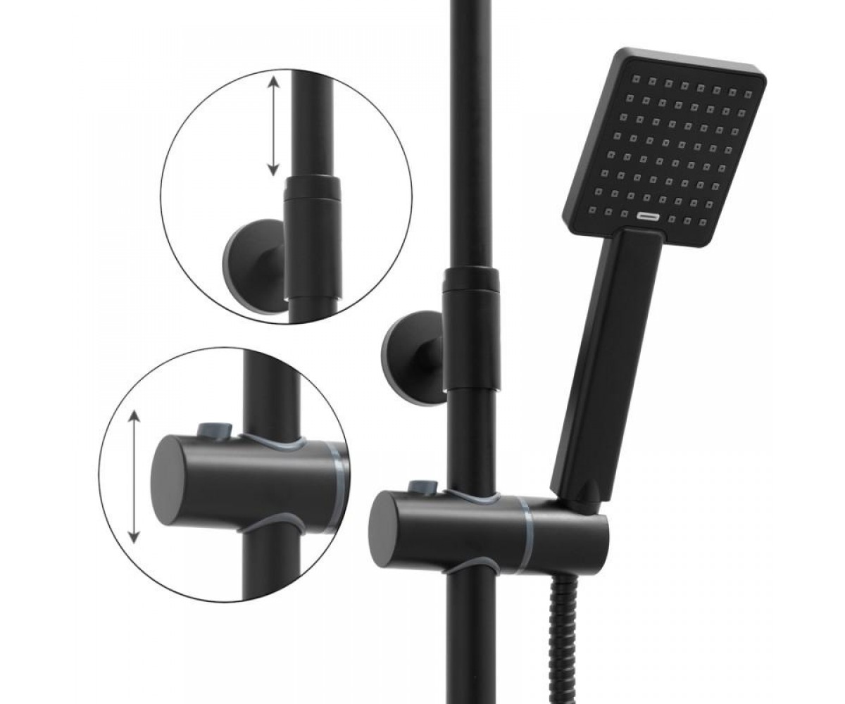 Душевой гарнитур Yoka FLOVA 25 BLACK черный с термостатом  BP.FLOVA THERM 25 BLK:Фото 10