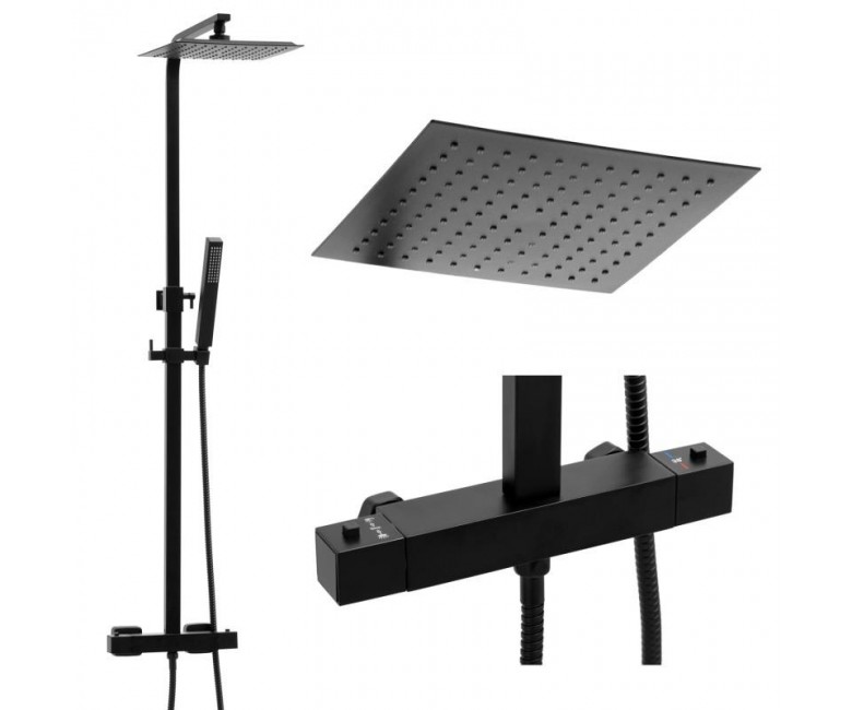 Душевой гарнитур Yoka GIRA 25 BLACK черный с термостатом YOKA  BP.GIRA-THERM-25-BLK BP.GIRA-THERM-25-BLK