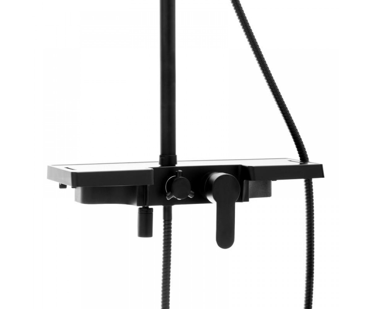 Душевой гарнитур Yoka SABA 25 BLACK черный с полкой и краном  BP.SABA25-BLK:Фото 4